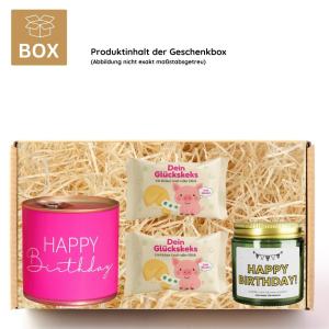 Gefüllte Geschenkbox zum Geburtstag – Geschenkset „Konfetti regnen“ (Set 6)