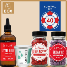 Geschenkbox zum 40. Geburtstag – Lustiges Überlebenspaket (Set 2)