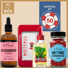 Geschenkbox zum 50. Geburtstag – Lustiges Überlebenspaket (Set 3)