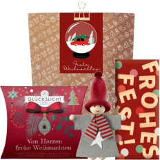 Geschenktüte „Frohe Weihnachten“ - Kleines Weihnachtsgeschenk (Schneekugel – Set 7)