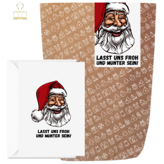 Geschenktüte + Grußkarte für Weihnachtsgeschenke „Froh und munter sein!“ - zum Befüllen