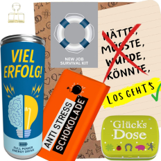 Geschenktüte Onboarding – Geschenk zum neuen Job „Survival Kit“ (Set 3)