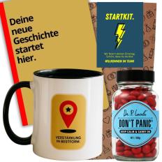 Geschenktüte Onboarding – Willkommensgeschenk neue Mitarbeiter „Startkit“ (Set 4)