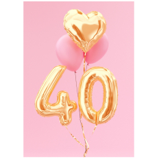 Minicard zum 40. Geburtstag - Motiv Ballons
