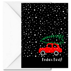 Personalisierbare Weihnachtskarte FROHES FEST! - Auto