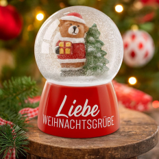 Schneekugel „Liebe Weihnachtsgrüße“ (Bär)