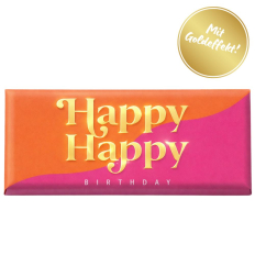 Schokolade 30g „Happy Happy Birthday“ (Motiv: orange/pink)
